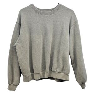 Hollister Womens Heather Grey Green Fleece Crewneck Sweatshirt Relaxed Fit Large